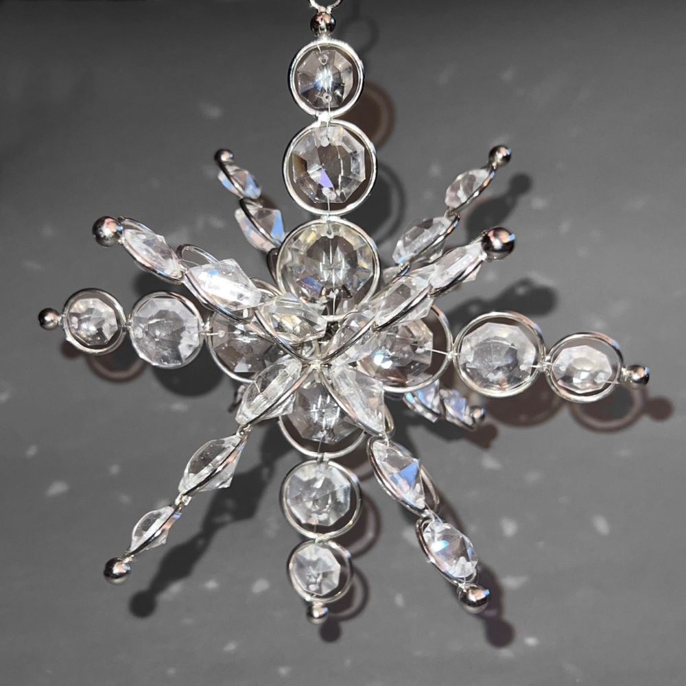 Oversized Silver and Clear Rhinestone Snowflake Ornament